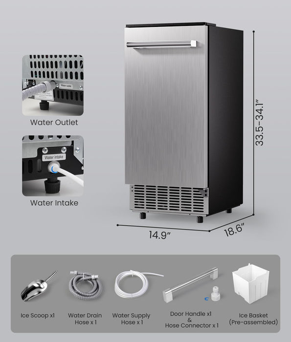 ecozy 15" Under Counter Ice Maker Machine IM-SB801A