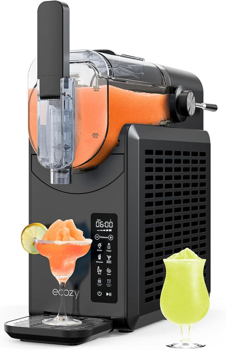 ecozy Slushie Machine 24-Hour Timer & Cooling, No Ice Needed, 68 oz Slushy Machine for Home with Touch Screen, Auto Cleaning, 5 Preset Programs Frozen Drink Maker for Margaritas, Frappés, Milkshake