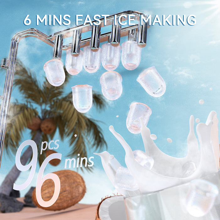 ecozy Countertop Ice Maker, Portable Ice Maker with Self-Cleaning, 9 Bullet Ice Cubes in 6 Mins, 26lbs/24Hrs, Ice Maker Machine with Ice Bags, Handle, Standing Scoop and Basket, Green