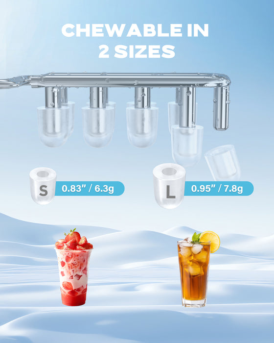 ecozy Ice Makers Countertop Updated, Portable Ice Machine with Carry Handle, Ice in 6Mins, 26 lbs/Day, Auto-Cleaning Ice Maker with Basket and Scoop, for Home/Kitchen/Camping/RV