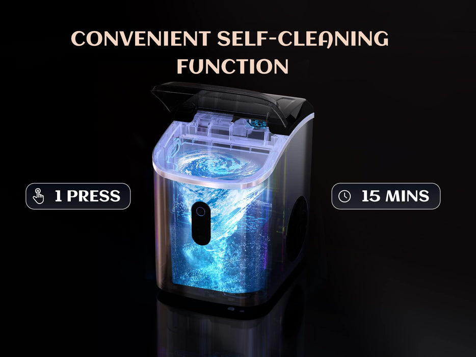 Silonn Ice Maker Countertop, 9 Cubes Ready In 6 Mins, 26lbs In 24Hrs, Self-Cleaning Ice Machine