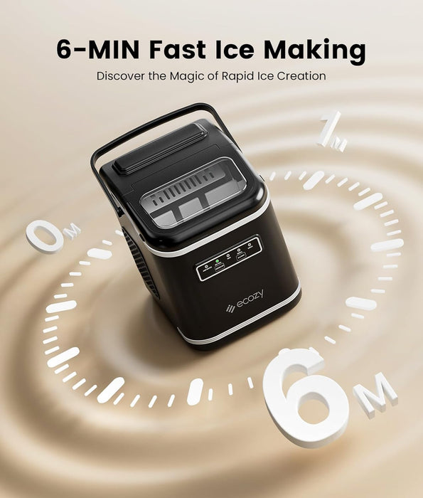 ecozy Smart Ice Maker, Portable Ice Makers Countertop with App Remote & Voice Control, 9 Bullet Ice Cubes in 6 Mins, 26lbs/24Hrs, Self-Cleaning, Quiet Ice Maker Machine for Home Kitchen Office RV