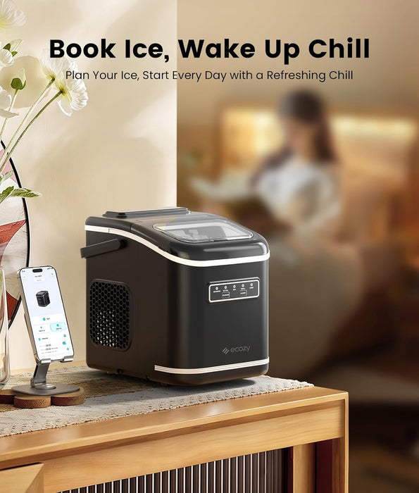 ecozy Smart Ice Maker, Portable Ice Makers Countertop with App Remote & Voice Control, 9 Bullet Ice Cubes in 6 Mins, 26lbs/24Hrs, Self-Cleaning, Quiet Ice Maker Machine for Home Kitchen Office RV