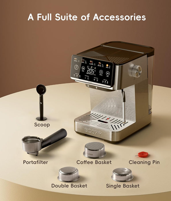 ecozy 4-in-1 Espresso Machine and Coffee Maker Combo with Milk Frother