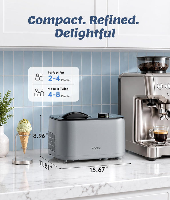 ecozy Ice Cream Maker, 2.1 Pint No Pre-Freezing with Automatic Compressor  IC-HI103C