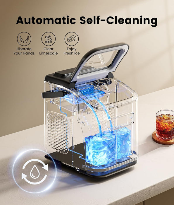 ecozy Smart Ice Maker, Portable Ice Makers Countertop with App Remote & Voice Control, 9 Bullet Ice Cubes in 6 Mins, 26lbs/24Hrs, Self-Cleaning, Quiet Ice Maker Machine for Home Kitchen Office RV