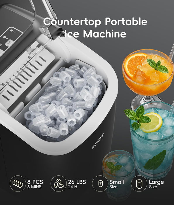 ecozy Portable Countertop Ice Maker, 8 Cubes in 6 Mins IM-BS262C