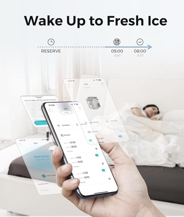 ecozy Smart Nugget Ice Maker Countertop, Portable Pebble Ice Machine with Voice Control, 33lbs/24H Soft Chewable Ice, Self-Cleaning Pellet Ice Maker with APP WiFi for Kitchen Party, Stainless Steel