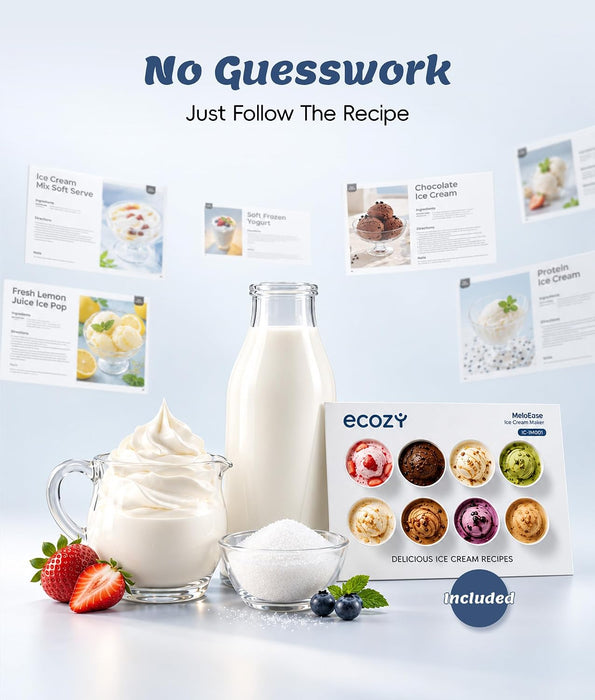 ecozy Ice Cream Maker, 2.1 Pint No Pre-Freezing with Automatic Compressor  IC-HI103C