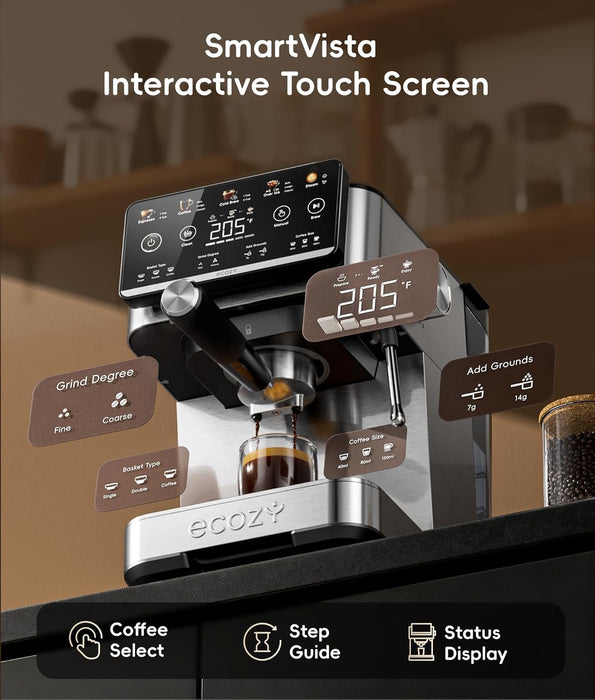 ecozy 4-in-1 Espresso Machine and Coffee Maker Combo with Milk Frother