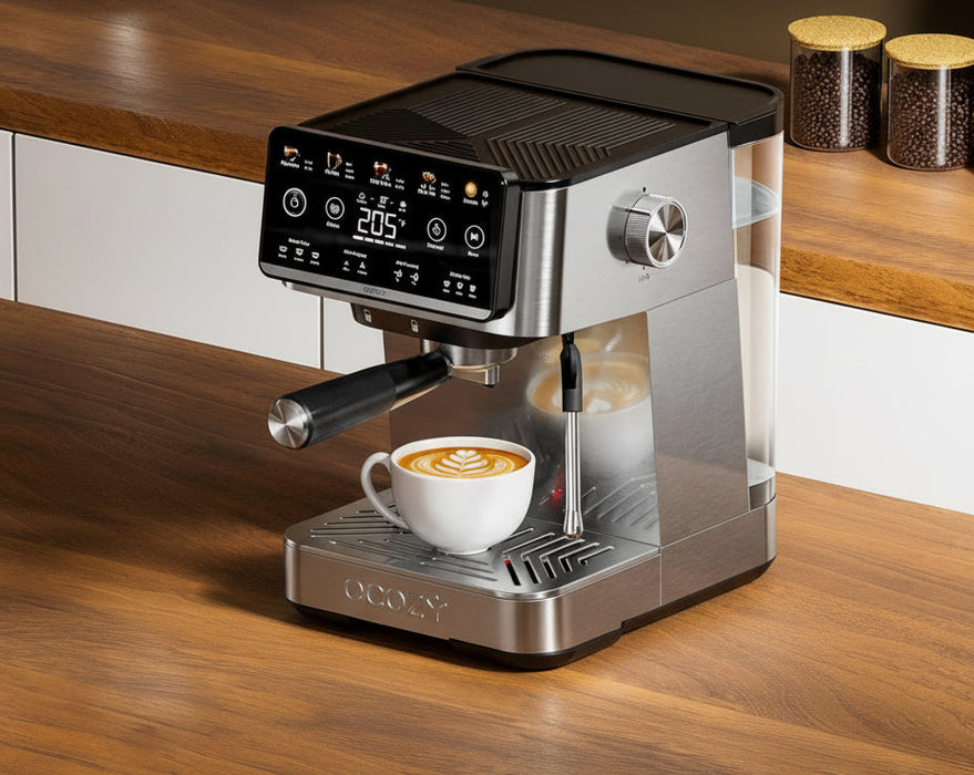 ecozy 4-in-1 Espresso Machine and Coffee Maker Combo with Milk Frother