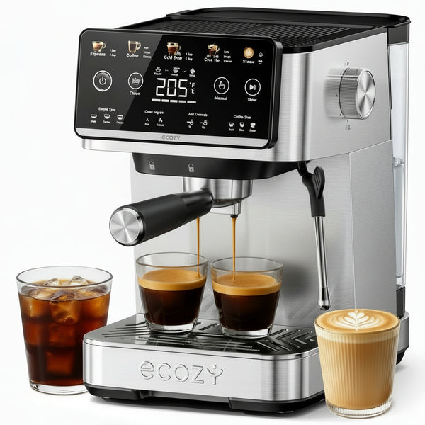 ecozy 4-in-1 Espresso Machine and Coffee Maker Combo with Milk Frother