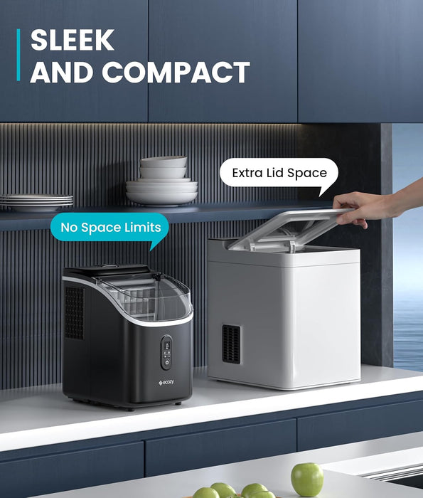 ecozy Ice Cube Makers Countertop, 33lbs Per Day Portable Ice Machine, Self-Cleaning Ice Maker Machine with 1.5L External Water Tank for Home Office Party Bar