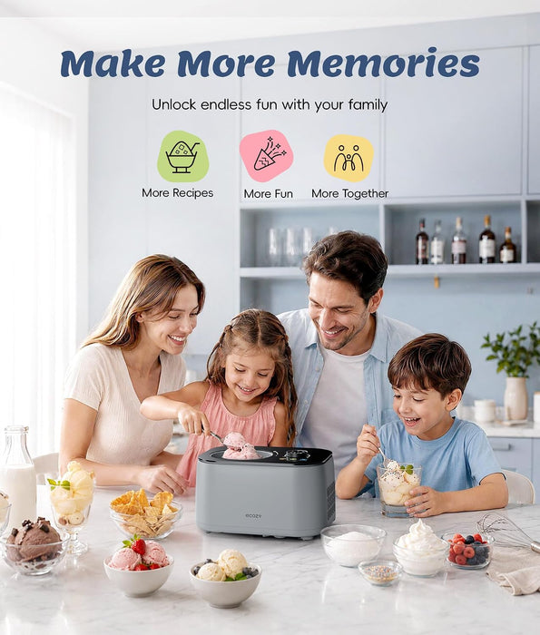 ecozy Ice Cream Maker, 2.1 Pint No Pre-Freezing with Automatic Compressor  IC-HI103C