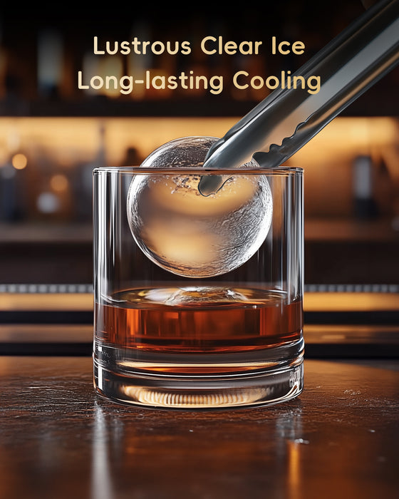ecozy 2" Clear Ice Ball Maker with CrystalFlux Technology, 4 pcs in 40 Mins, 144 pcs/Day, Sphere Ice Maker with Enhanced Insulation, Automatic Water Supply, Self-Cleaning for Whiskey & Bourbon