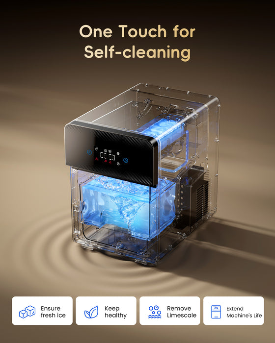 ecozy 2" Clear Ice Ball Maker with CrystalFlux Technology, 4 pcs in 40 Mins, 144 pcs/Day, Sphere Ice Maker with Enhanced Insulation, Automatic Water Supply, Self-Cleaning for Whiskey & Bourbon