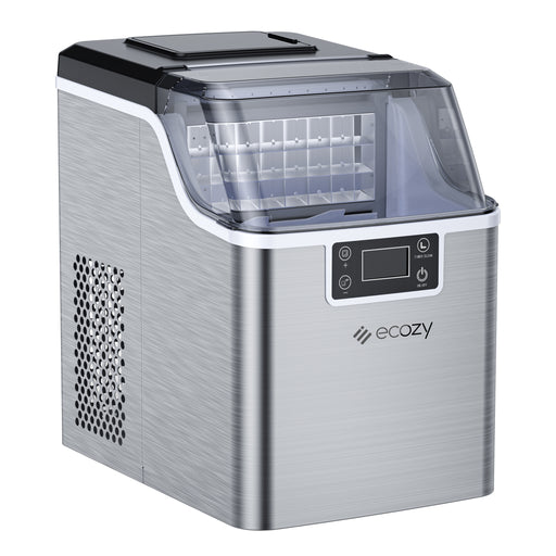 ecozy Nugget Ice Maker Countertop - Chewable Pellet Ice Cubes, 33 lbs Daily  Output, Stainless Steel Housing, Self-Cleaning Ice Machine with Ice Bags