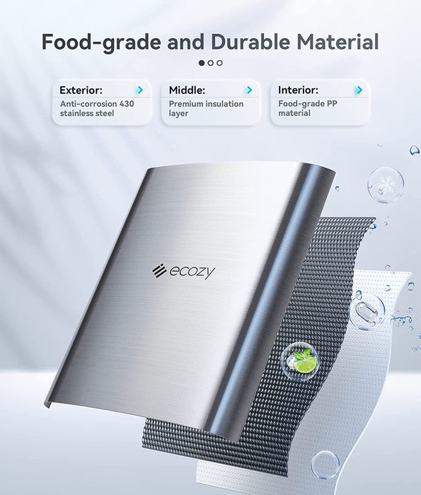 ecozy Portable Ice Maker Countertop, 9 Cubes Ready in 6 Mins, 26.5 lbs in 24 Hours, Self-Cleaning Ice Maker Machine with Ice Bags/Ice Scoop/Ice Basket for Home Kitchen Office Bar Party, Silver