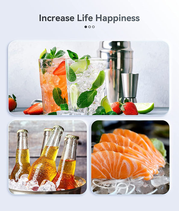 ecozy Portable Ice Maker Countertop, 9 Cubes Ready in 6 Mins, 26.5 lbs in 24 Hours, Self-Cleaning Ice Maker Machine with Ice Bags/Ice Scoop/Ice Basket for Home Kitchen Office Bar Party, Silver